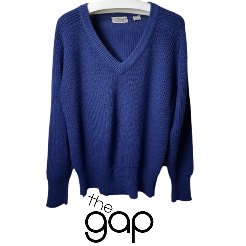 VINTAGE GAP |Wool Blend V-Neck Knit Long Sleeve Pullover Sweater Jumper 80’s